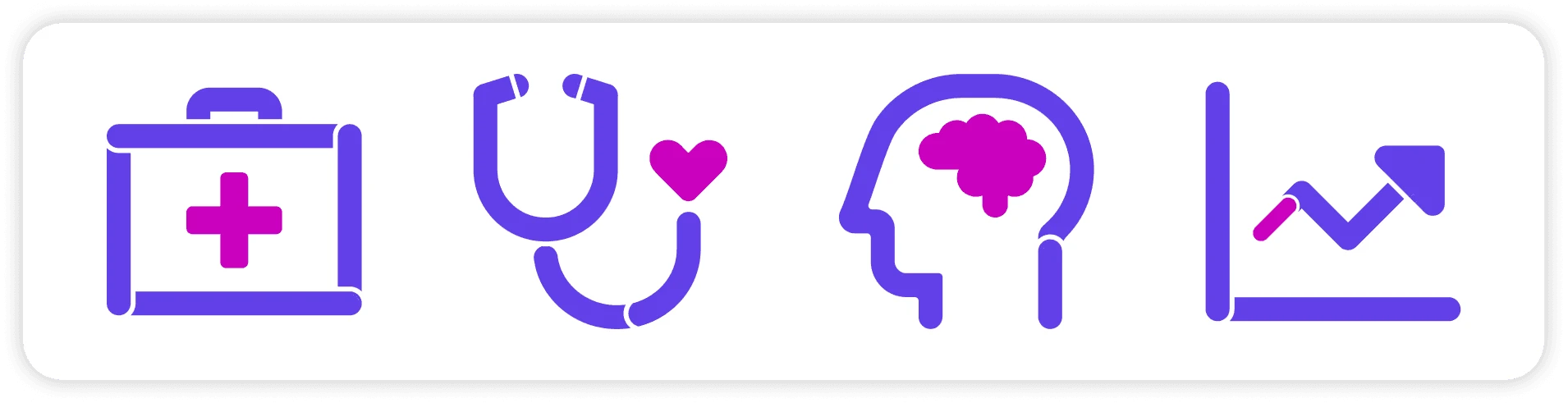 Medical bag, stethoscope, mental health, and health trend icons